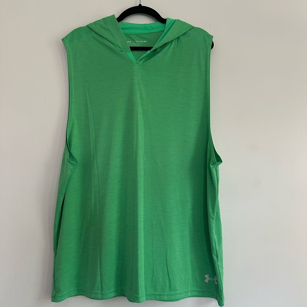Under Armour Womens XXL Green Sleeveless Hoodie Tech Training Gym Tank Top Loose